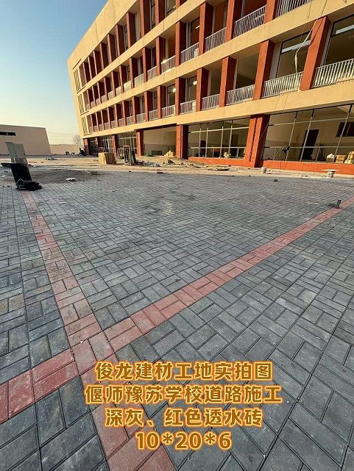 偃師豫蘇學(xué)校道路施工（深灰、紅色透水磚 10*20*6）